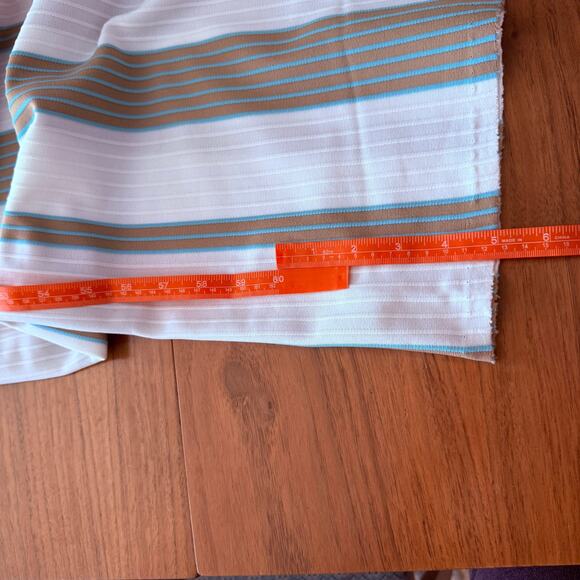 Vintage Stripe Fabric Poly Stretch Aqua Tan White 84 x 64 2 yards - Picture 8 of 9